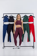 Conjunto Celeste em Poliamida Canelado