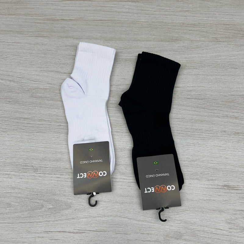 Meia Cano Médio Lisa Em Poliamida