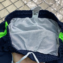 Bermuda Futebol Dry Azul Marinho Verde lateral — JM Dry Fit