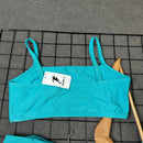 Conjunto Emily Em Poliamida Liso - Azul Mar