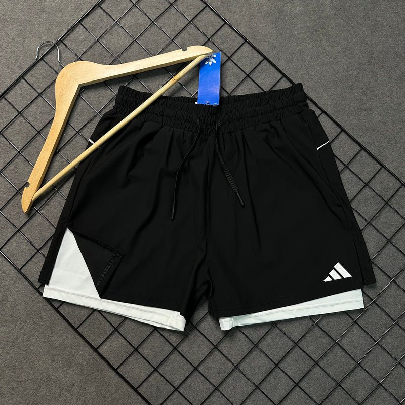Short 2 em 1 em Poliamida Power com Fenda Lateral