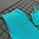 Conjunto Emily Em Poliamida Liso - Azul Mar