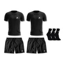 Kit Treino 2 Camisetas + 2 Bermudas + 3 Pares de Meia Cano Alto All Black